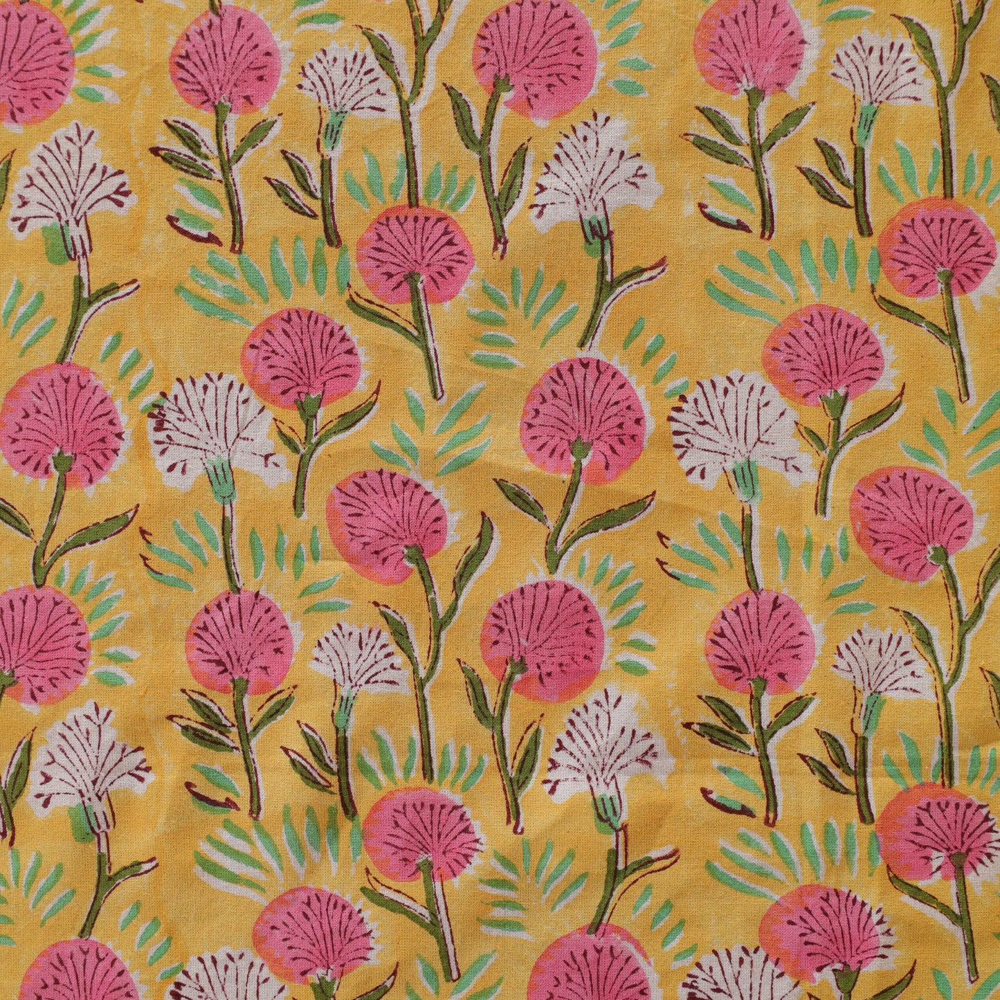 Red Floral Handblock Print Cotton Tablecloth