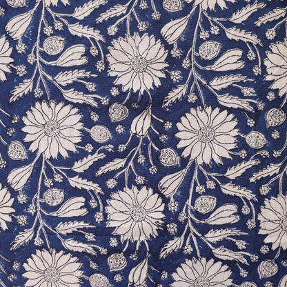 Blue & White Sanganeri Floral Cotton Tablecloth
