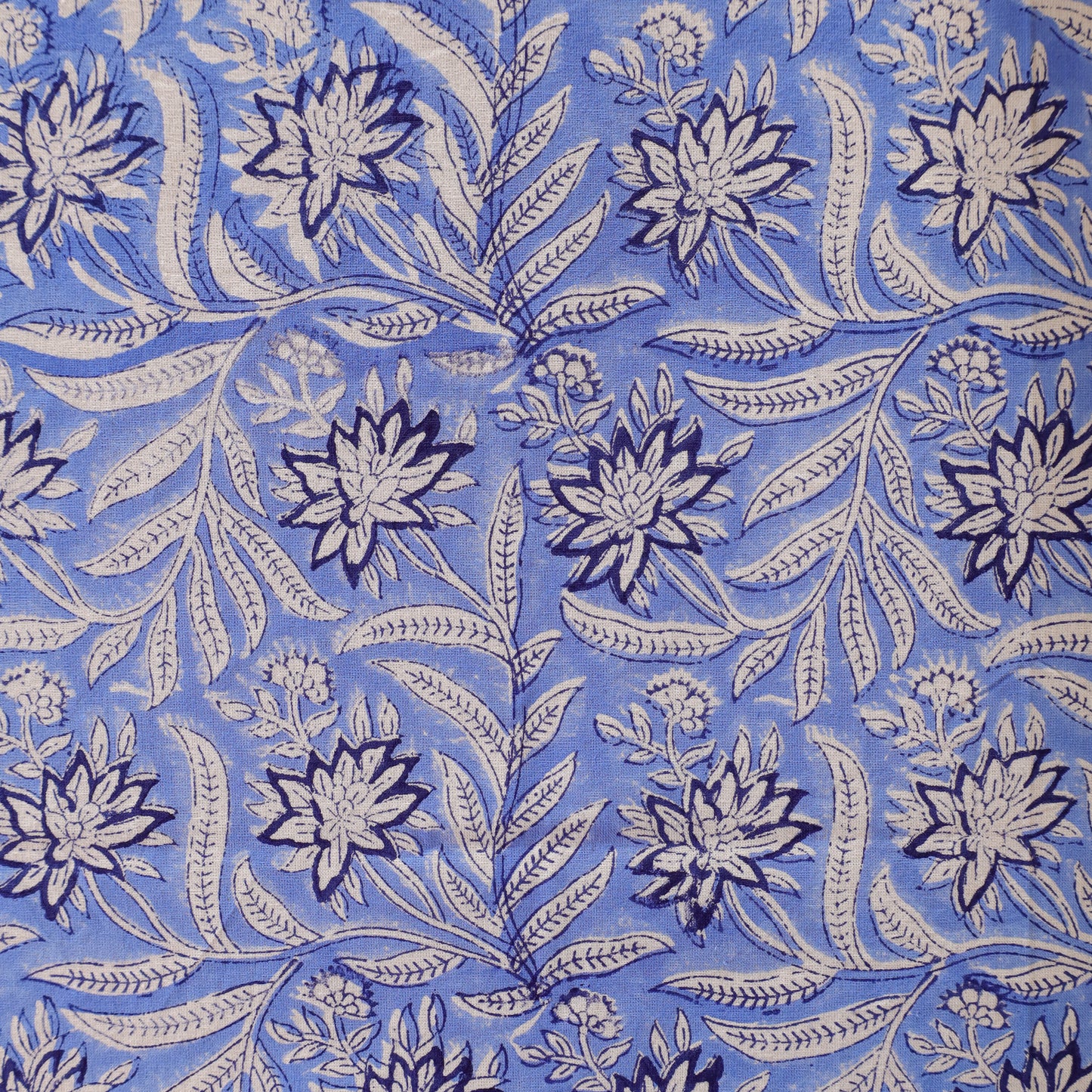 Blue Floral Sanganeri Block Print  Cotton Tablecloth