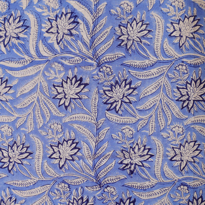 Blue Floral Sanganeri Block Print  Cotton Tablecloth