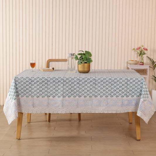 Floral Handblock Print Cotton Tablecloth
