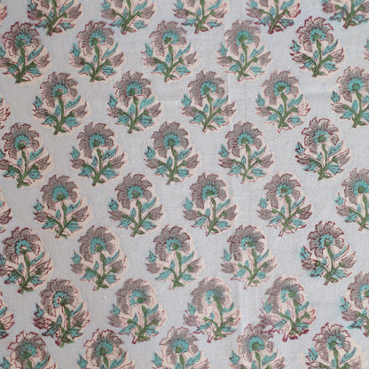Floral Handblock Print Cotton Tablecloth