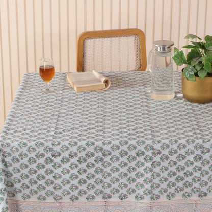 Floral Handblock Print Cotton Tablecloth